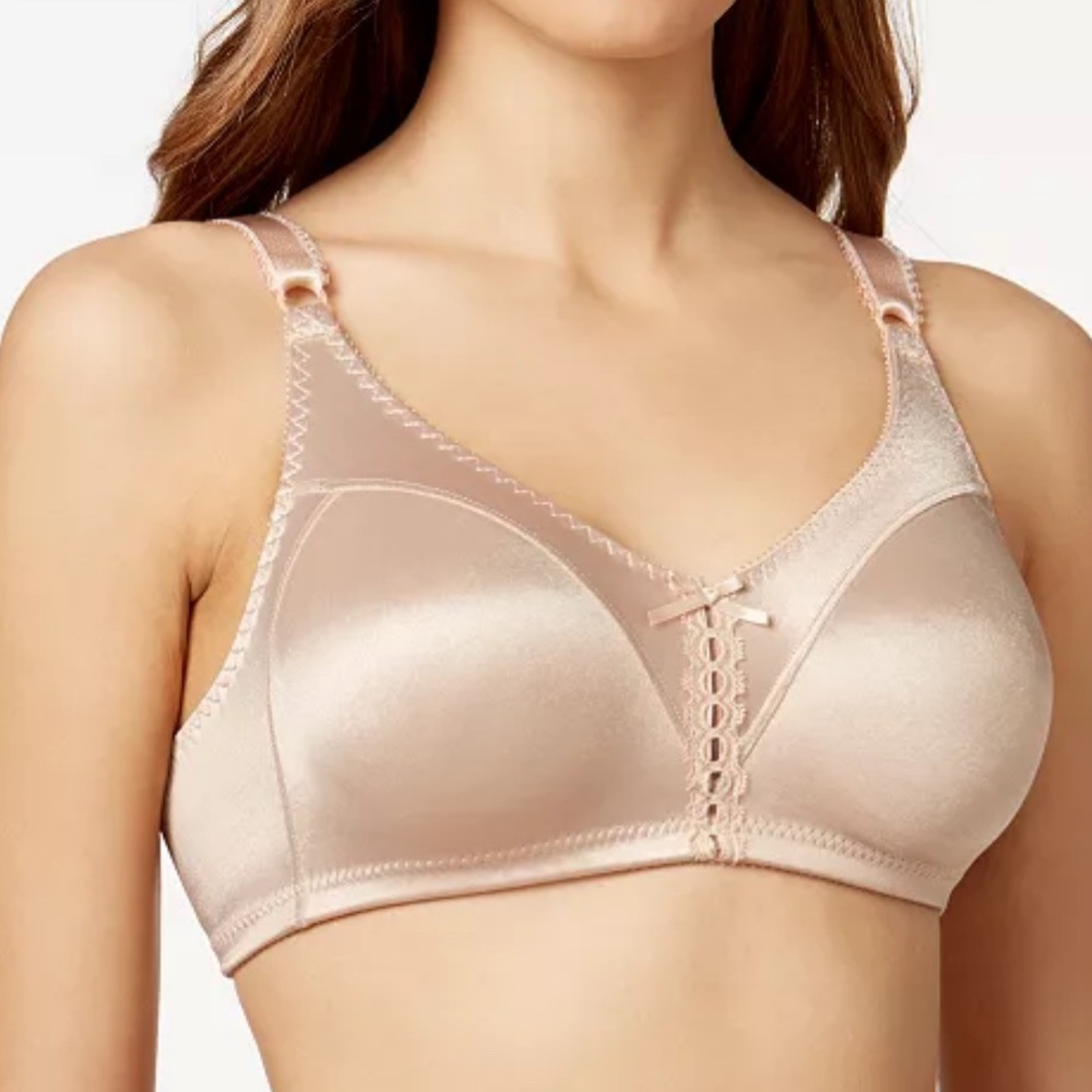Bali Double Support Tailored Wireless Lace Up Front Bra Nude 34D